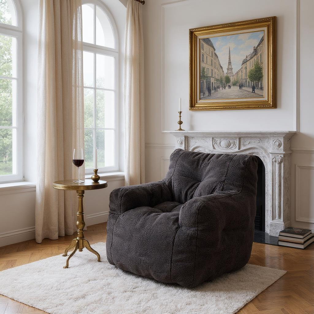 HOMYCASA DESIGN INC - Wholesale Chair - Teddy Fabric Bean Bag Chair Cozy Bedroom Lounge Seat6