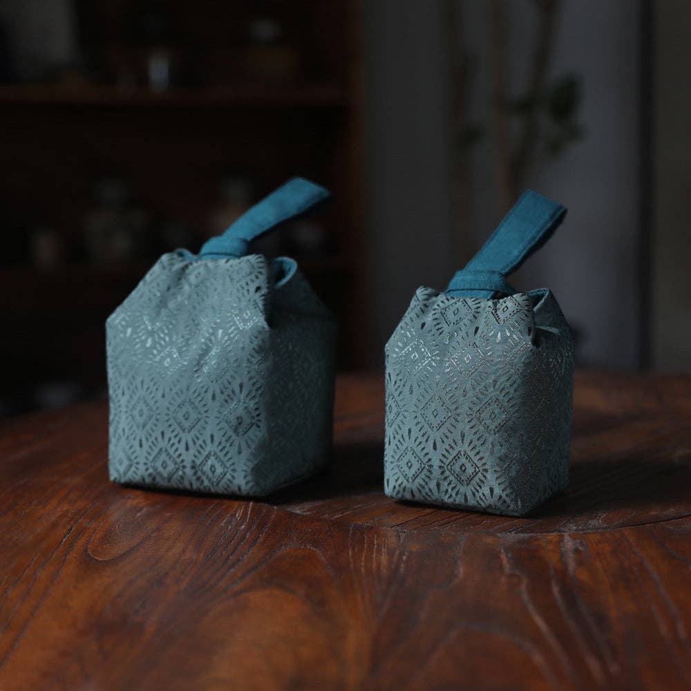 Gohobi （We cover U.S. import duties） – wholesale Förvaringspåse – Gohobi Grön Vävd Brokad Tekärlsförvaring Resväska Shifuku16