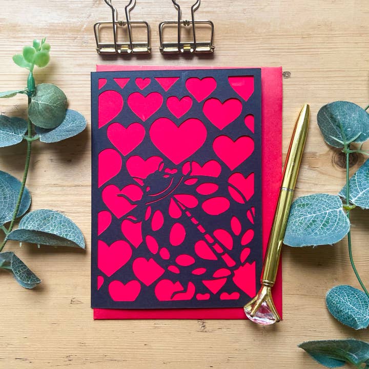 Biglietto di auguri con coccinella, divertente biglietto d'anniversario. per la vendita all'ingrosso da parte di Chow's Stories