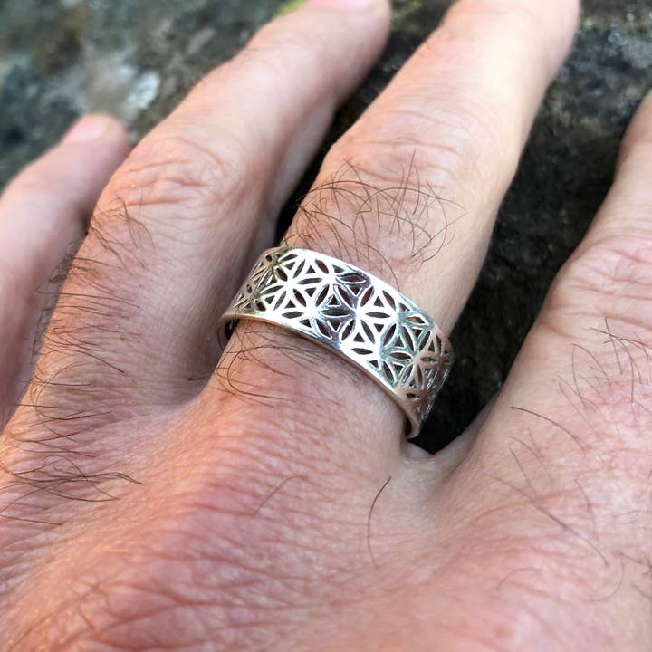 Sterling Silver Flower of Life Ring / Simple Flower of Life for wholesale by JAYA MOKSHA