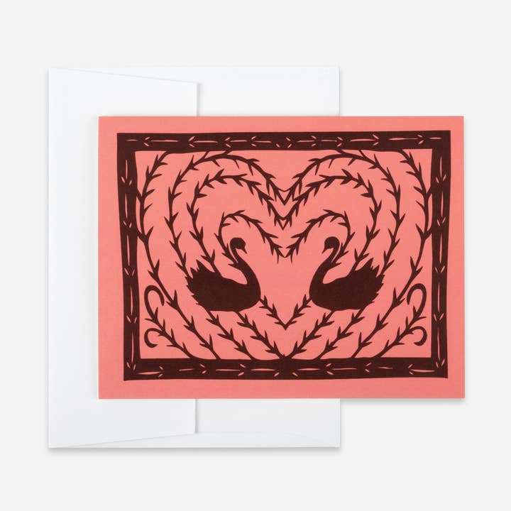 Loving Swans Card - New! for wholesale by Annie Howe Papercuts