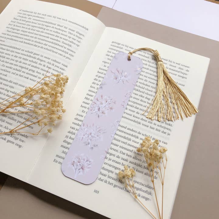 T's Stationery – wholesale Bookmark – "Gold Foiled Bookmark With Tree Jasmine Flowers"