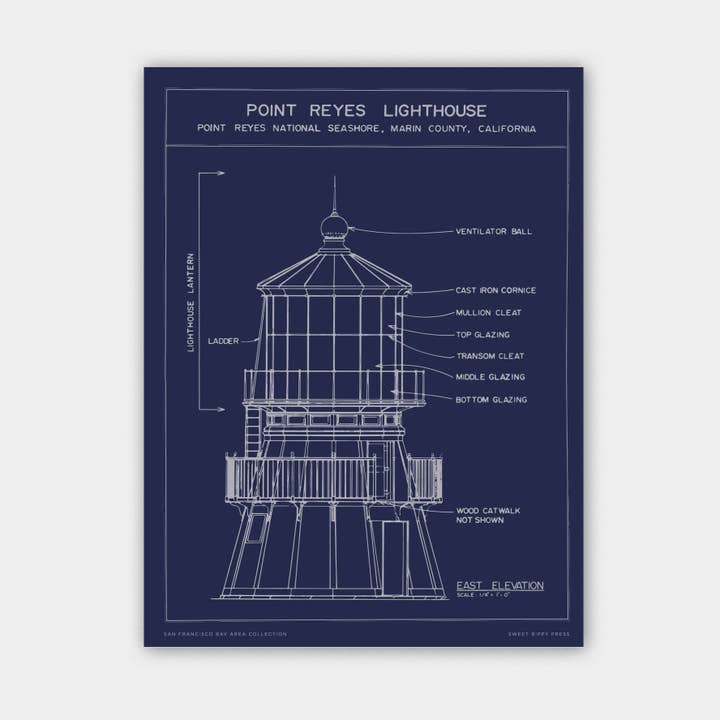 Pt. Reyes Lighthouse 12 x 16 unframed print for wholesale by Sweet Bippy Press