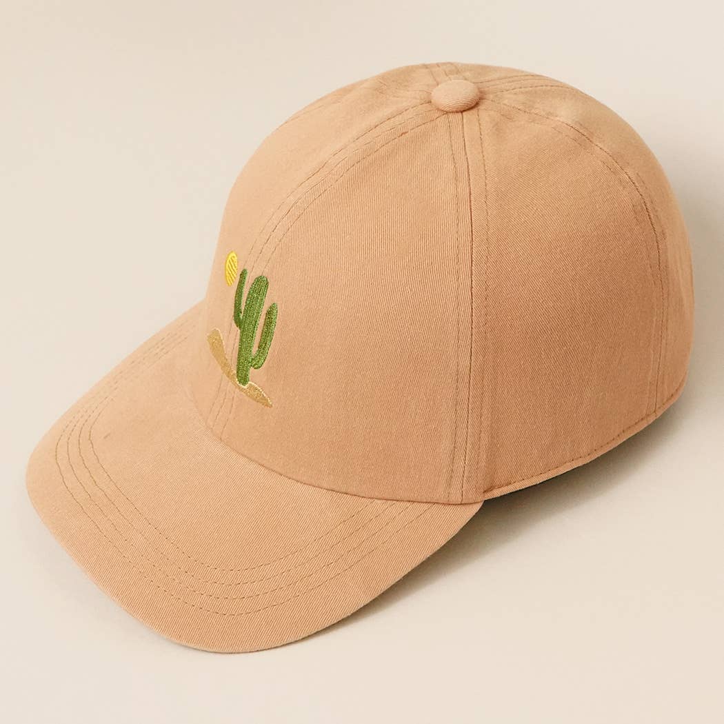 Fashion City - Wholesale Baseball Cap - Women's - Cactus Embroidered Cotton Baseball Dad Cap4