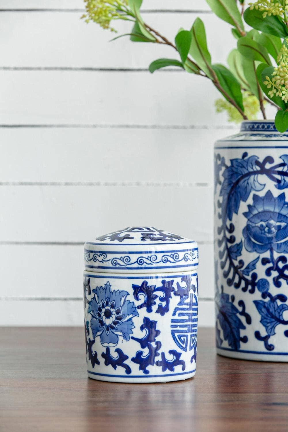 A&B Home Group Inc. – wholesale Prydnadsburk – D5x5,5" Aline Dekorativ Teaskrin - Blå/Vit4