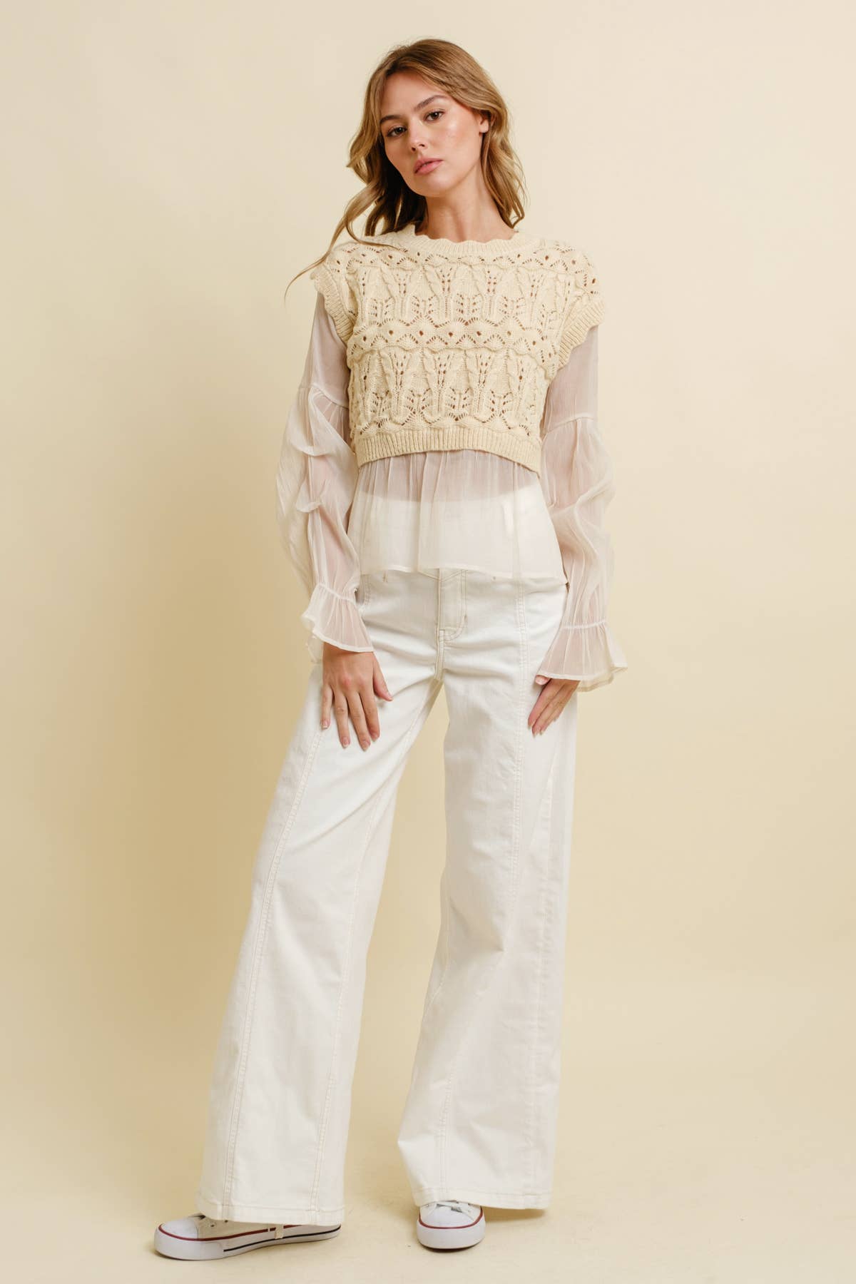 Cloud Ten - Wholesale Knit Top - Women's - CSW11746A - CROCHET LAYERED TOP4
