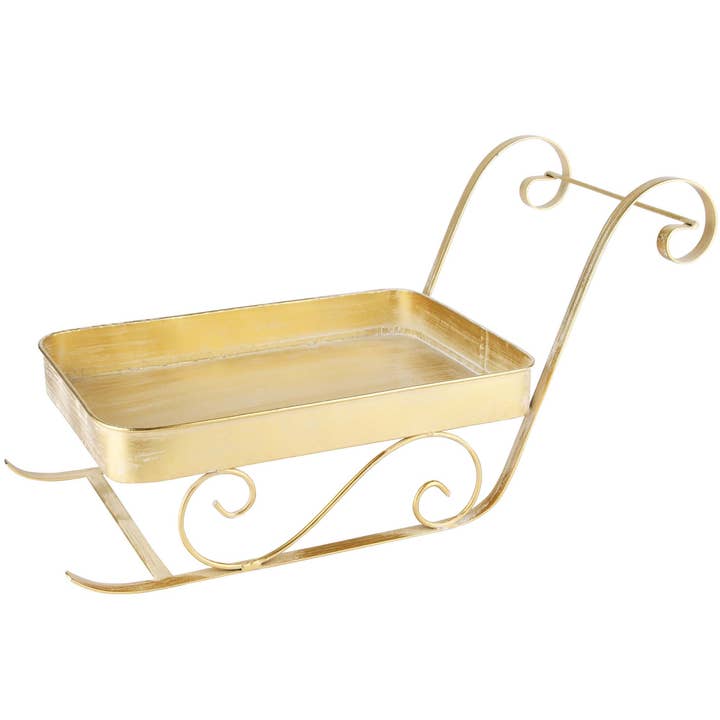 Sleigh Serving Tray, Gold Metal, 46X20X21Cm for wholesale by Dekoratief