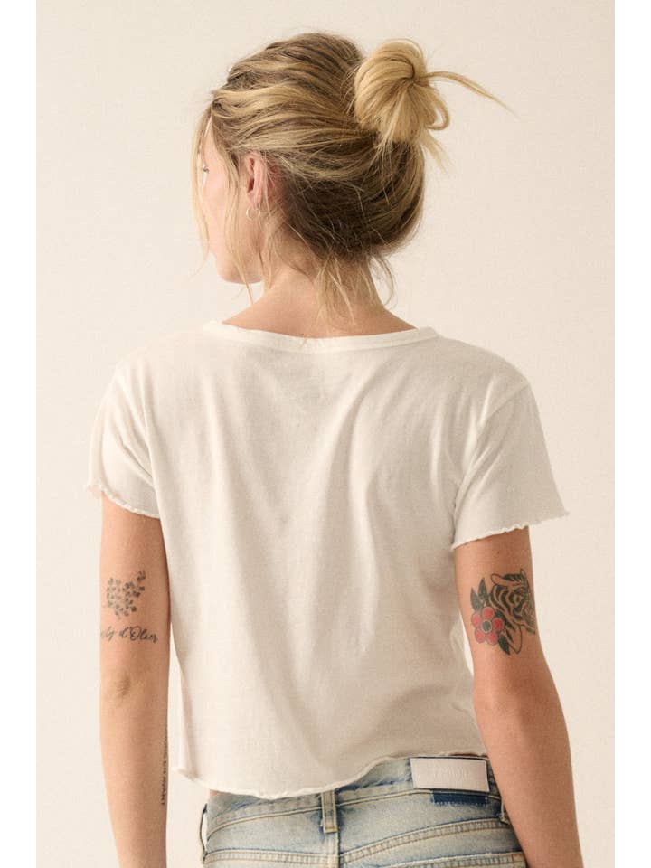 Ivory My Own Muse Vintage Wash Cropped Graphic Tee for wholesale on Faire8