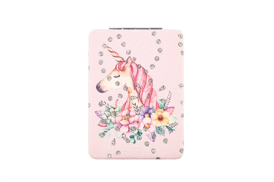 Nima Accessories Inc - Wholesale Compact Mirror - Ladies Magical Unicorn Printed Compact Mirror0