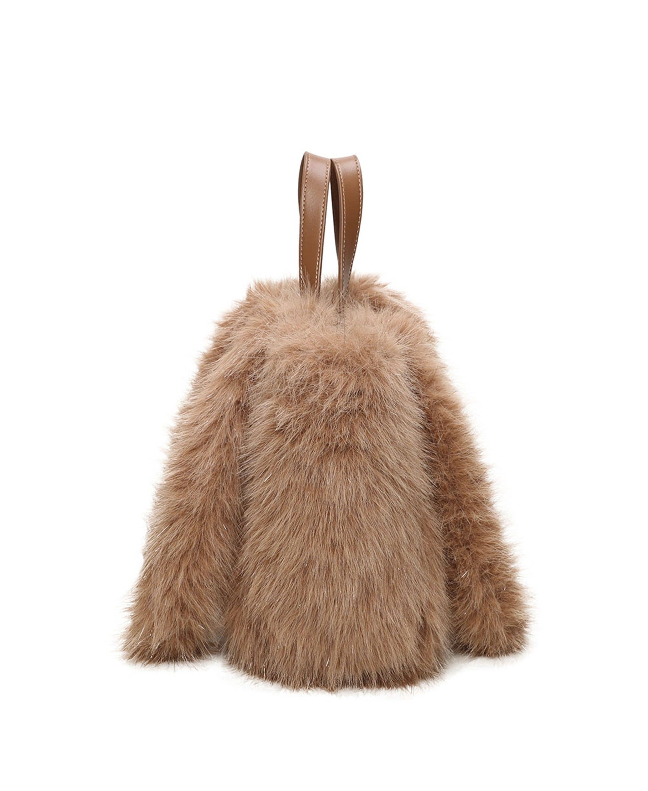 Ellas Trading – wholesale Bärkasse - Dam – Vändbar axelväska i leopardmönstrad fuskpäls med glitter10