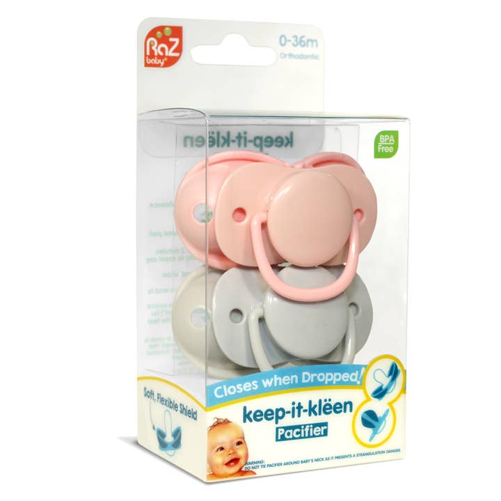 RaZbaby - Wholesale Pacifier - Baby - keep-it-kleen Pacifier 2PK - Grey & Pink5