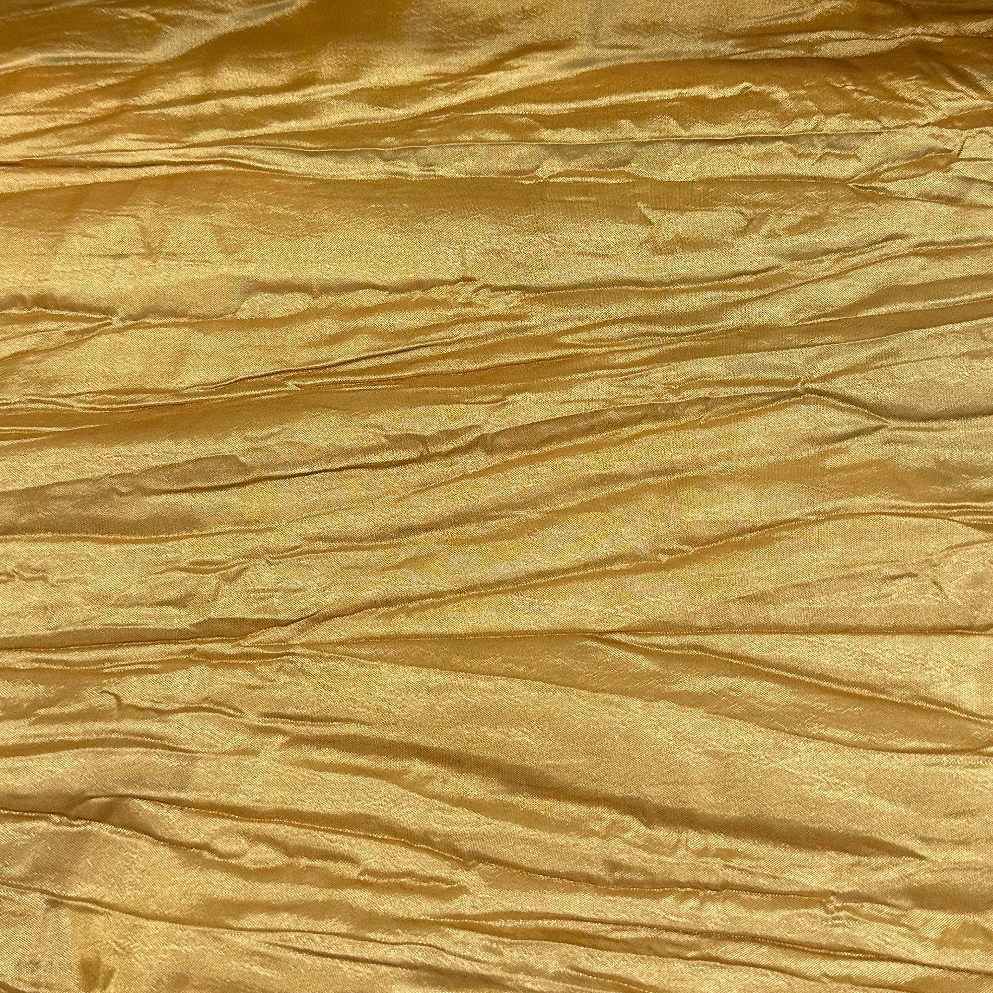 YOUR CHAIR COVERS - Wholesale Tablecloth - 132 inch Crinkle Taffeta Round Tablecloth Gold3