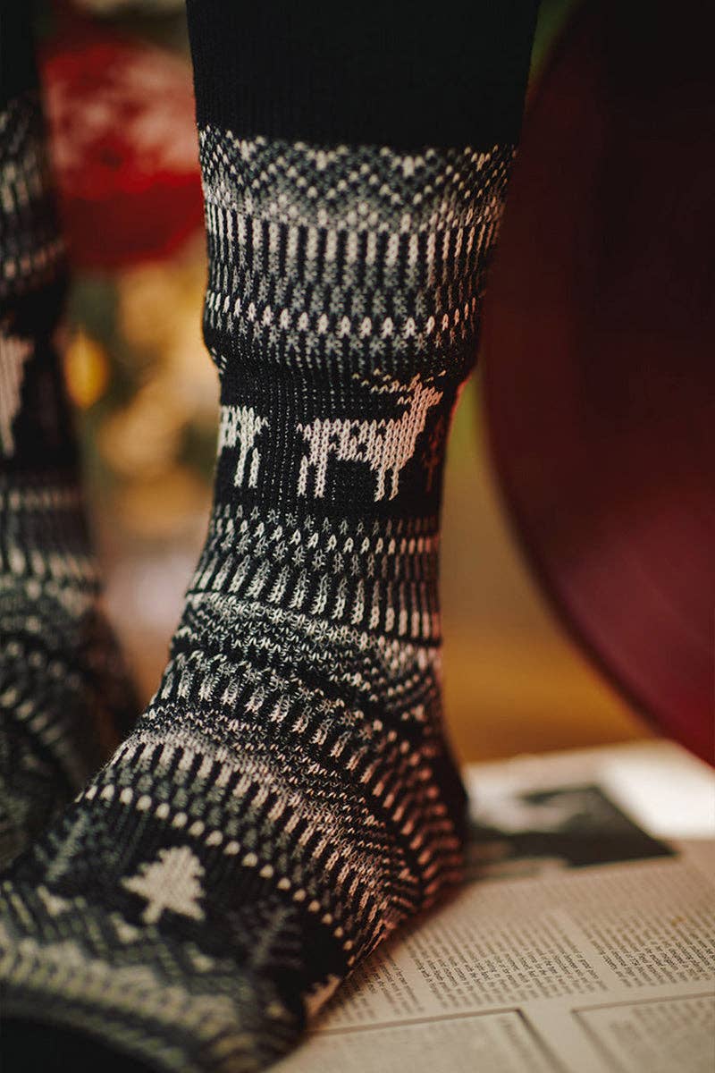 7DAYSSOCKS - Vente Chaussettes – homme - Chaussettes Crew Deer en jacquard pour hommes13