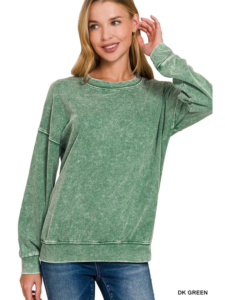 42POPS - Wholesale Sweatshirt - Women's - ",.SI-26840 Washed Round Neck Pullover Sweatshirts
