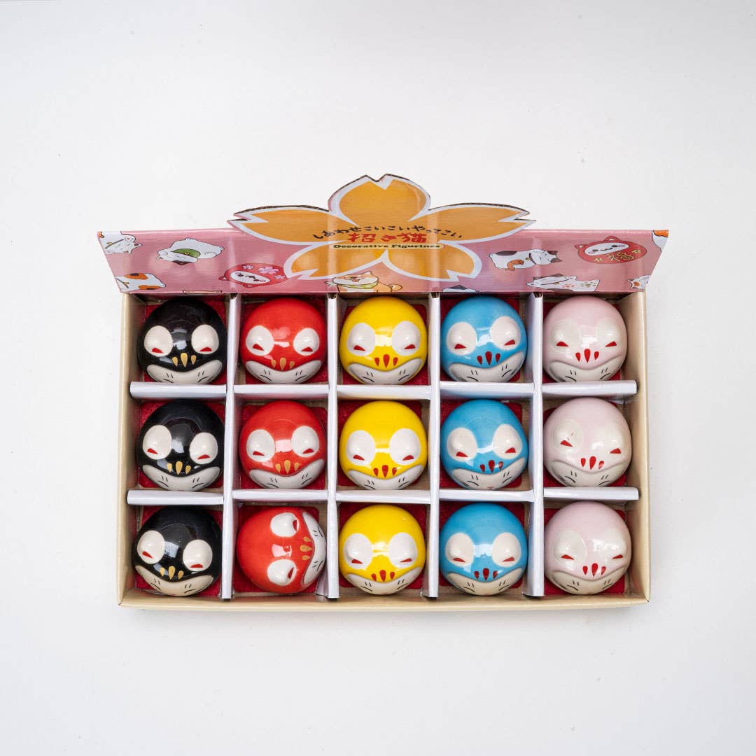 Urban Tokyo - Vente Figurine décorative - Assortiment de 15 figurines chat Daruma en céramique, 6,3 cm (1/18)2