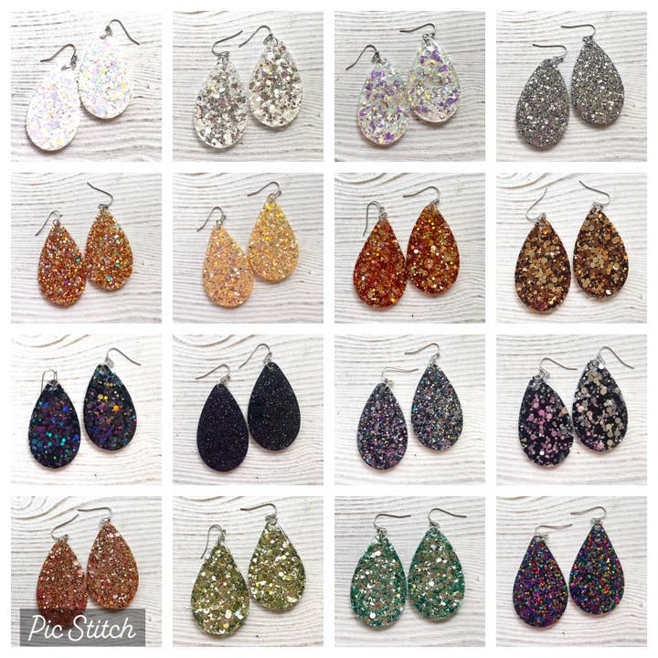 Randans Frameless Dangle Teardrops- neutrals, gold, silver, black, white for wholesale by Randans