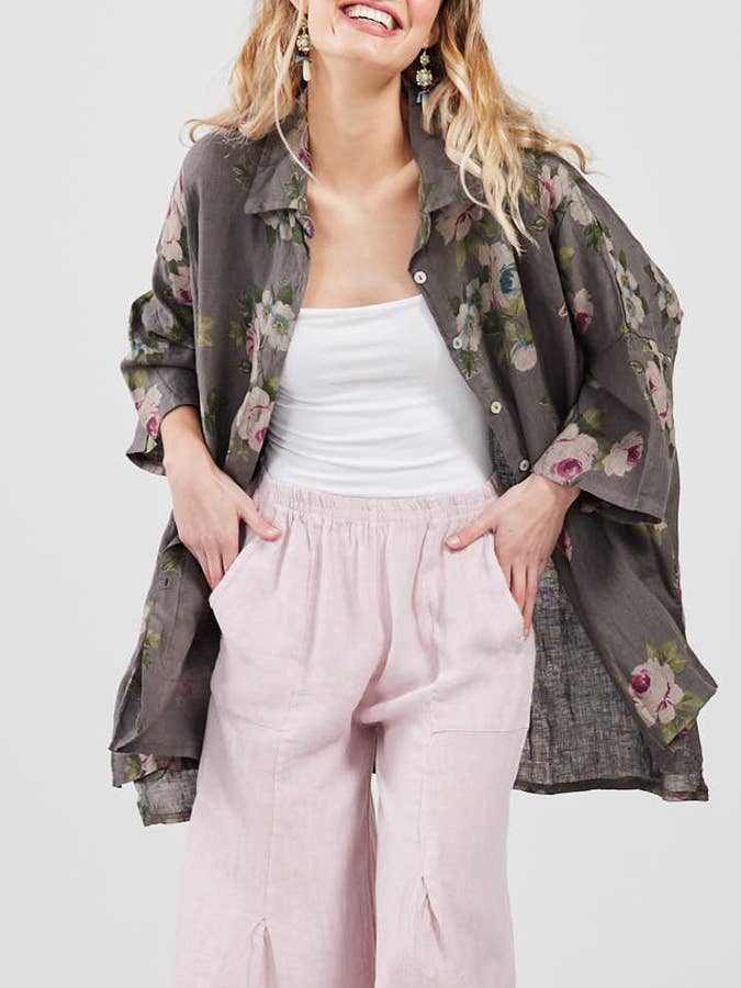 Miss Rose Sister Violet - Venta al por mayor Camisa con botones - Mujer - MUJERES - Camisa FLORAL de Lino Teddy24