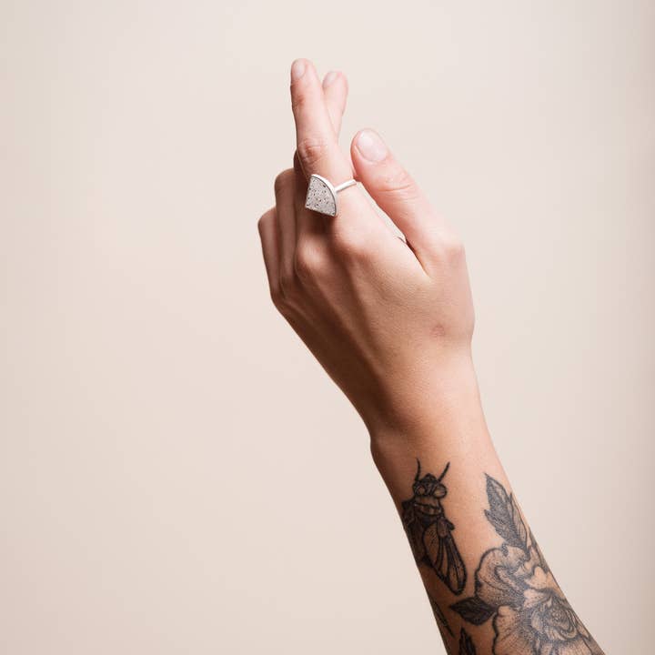 Jesmonite Quarter Circle Ring for wholesale by Fawn And Rose