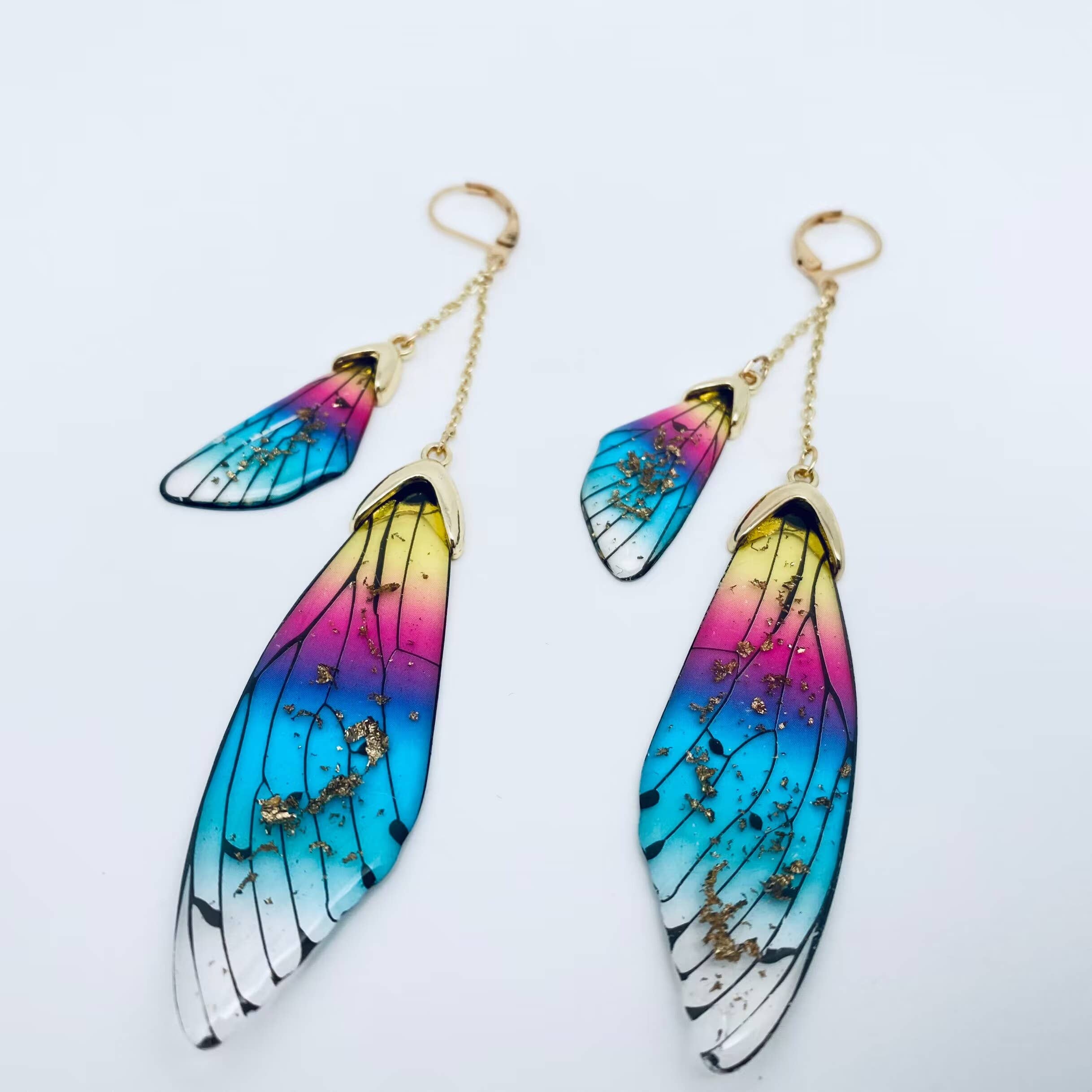Mio Queena - Wholesale Clip-On Earrings - Butterfly Wings Ear Clip Gradient Color Cicada Wing Earrings6