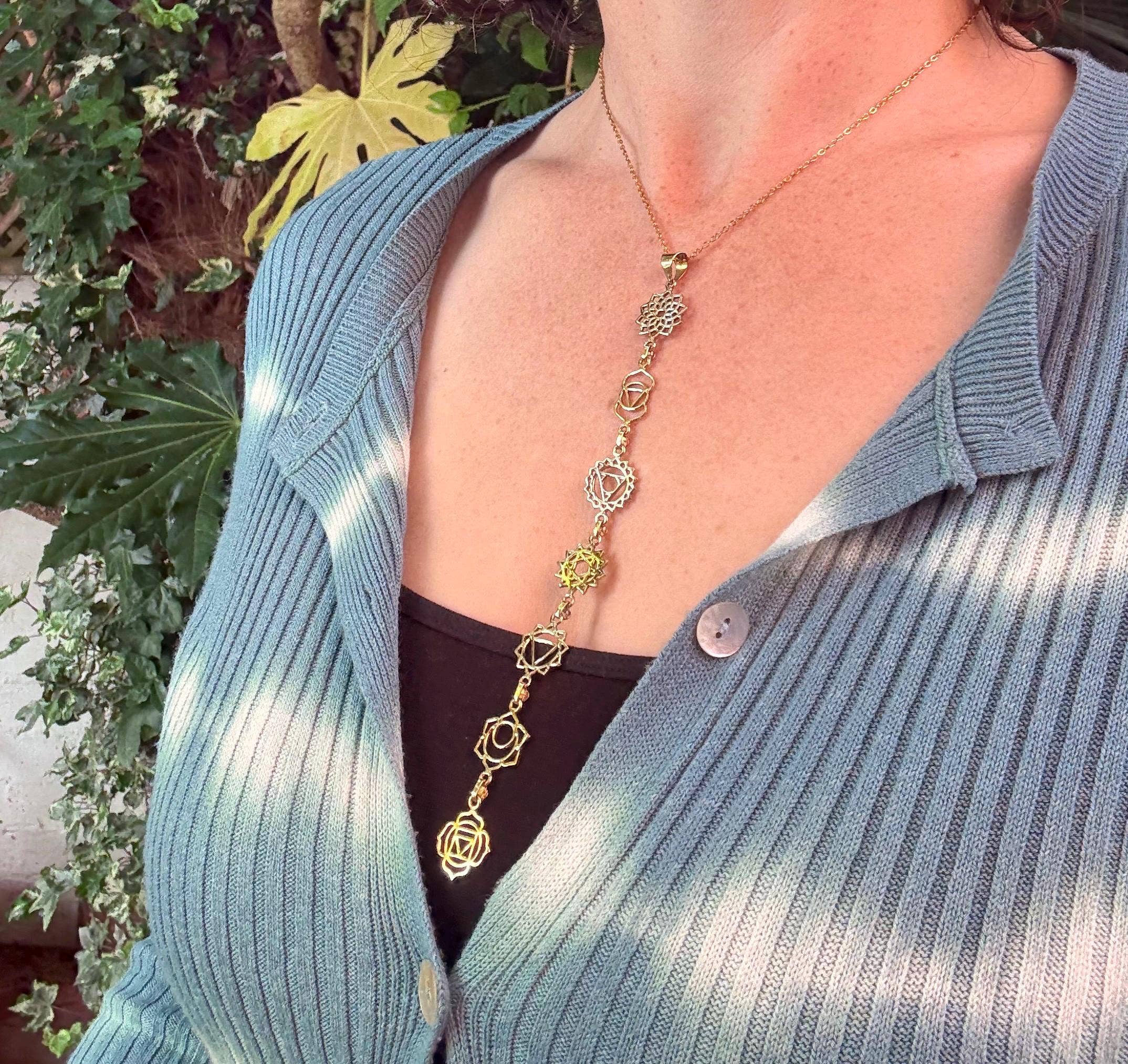 Kaali Boutique – wholesale Pendant/charm necklace – Gold Seven 7 Chakras Necklace / Gift Box / Gift For Her / Hypoallergenic / Yoga / / Boho / Hippie / Rustic / Ethnic10