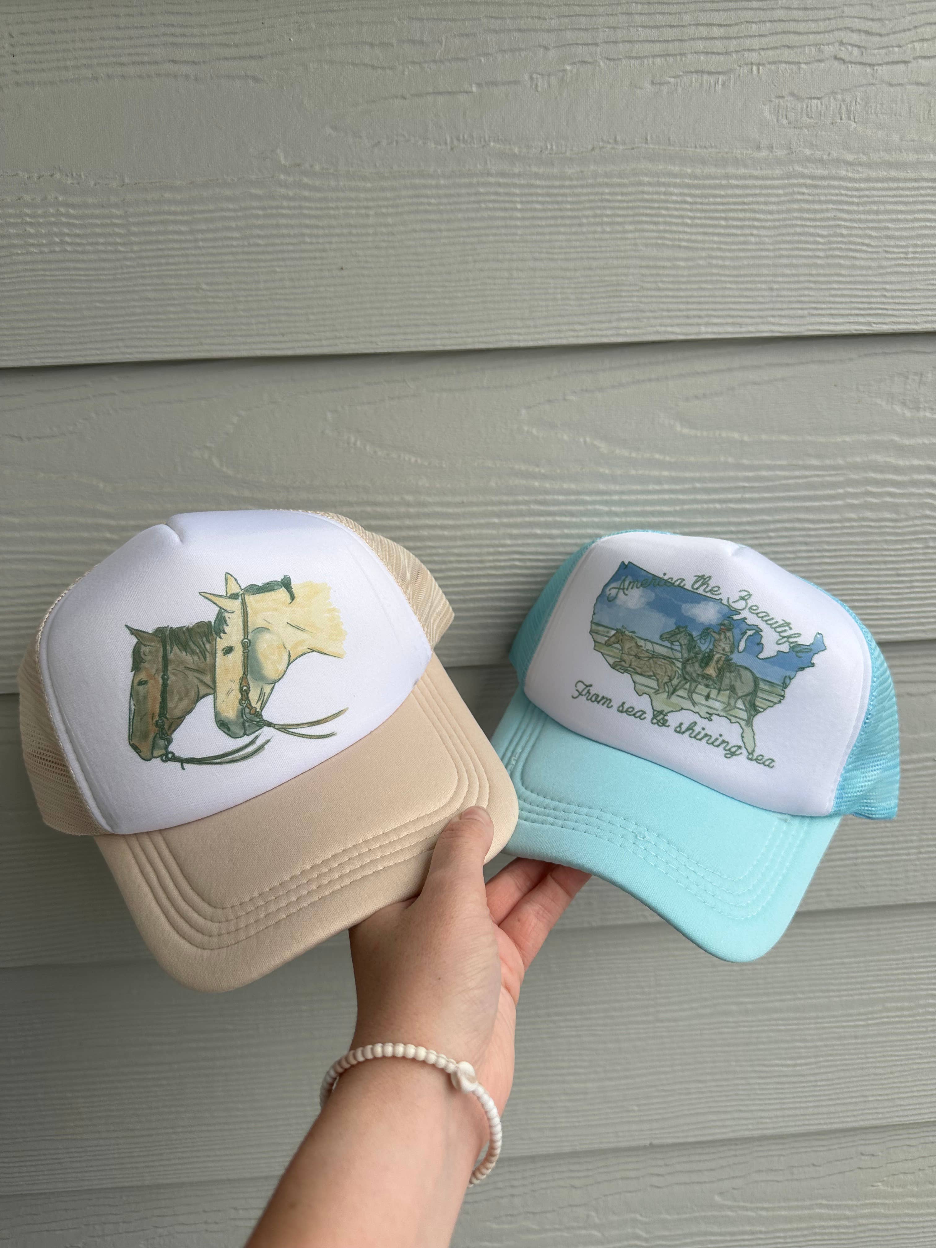 The Branded Blue Roan - Wholesale Trucker hat – Women’s - Best Pals & America the Beautiful Trucker Hat0