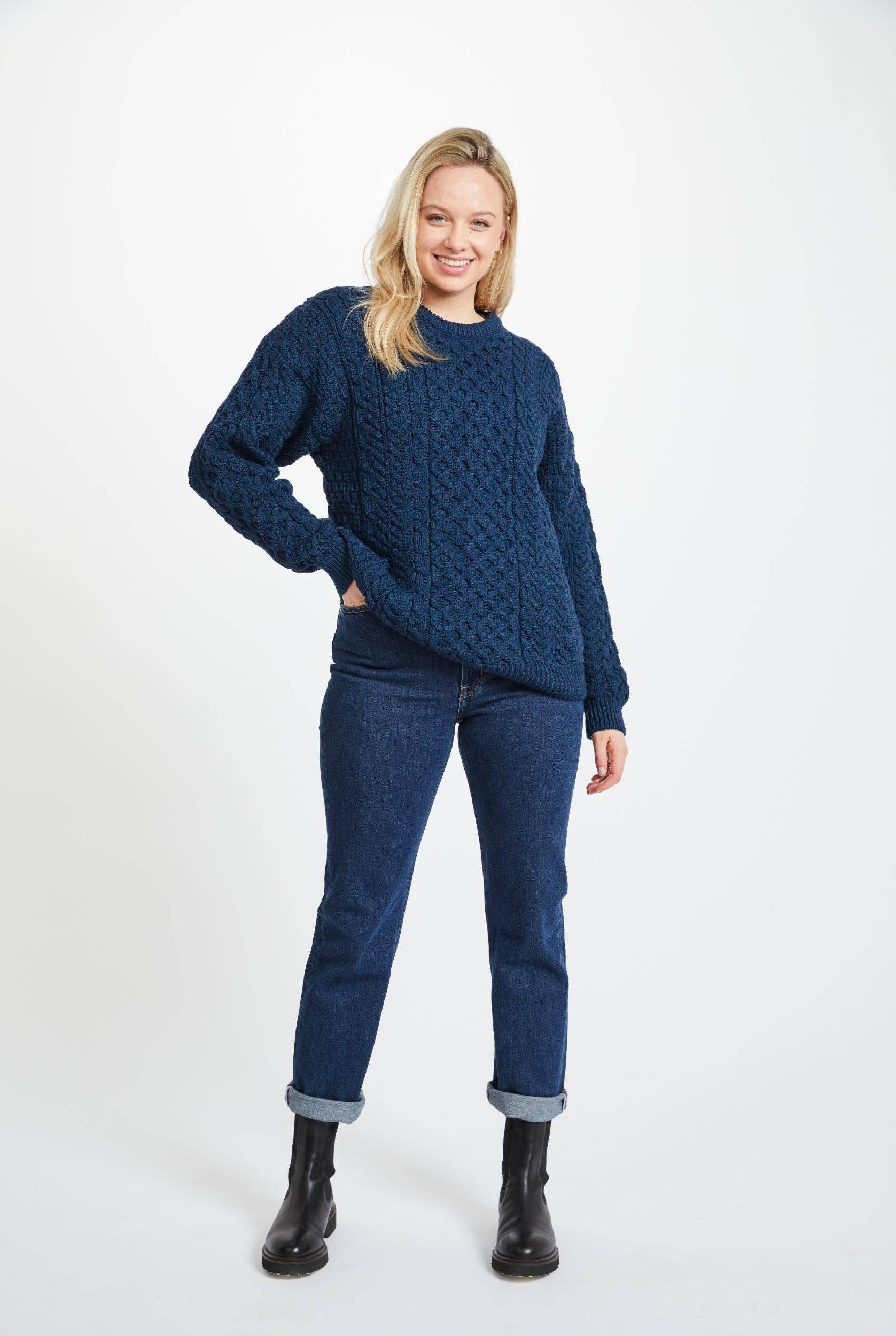 Aran Woollen Mills - Wholesale Knit Sweater - Women's - Inisheer Traditional Ladies Aran Sweater - Atlantic4