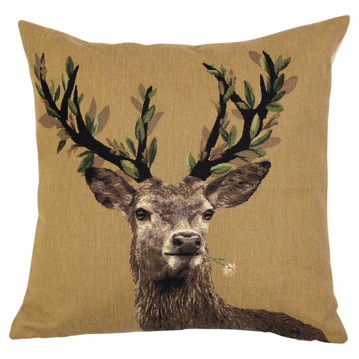 Gobelin Pillow Leaf Antler Flower White 45X45Cm for wholesale by Mars & More - Brand of B Living