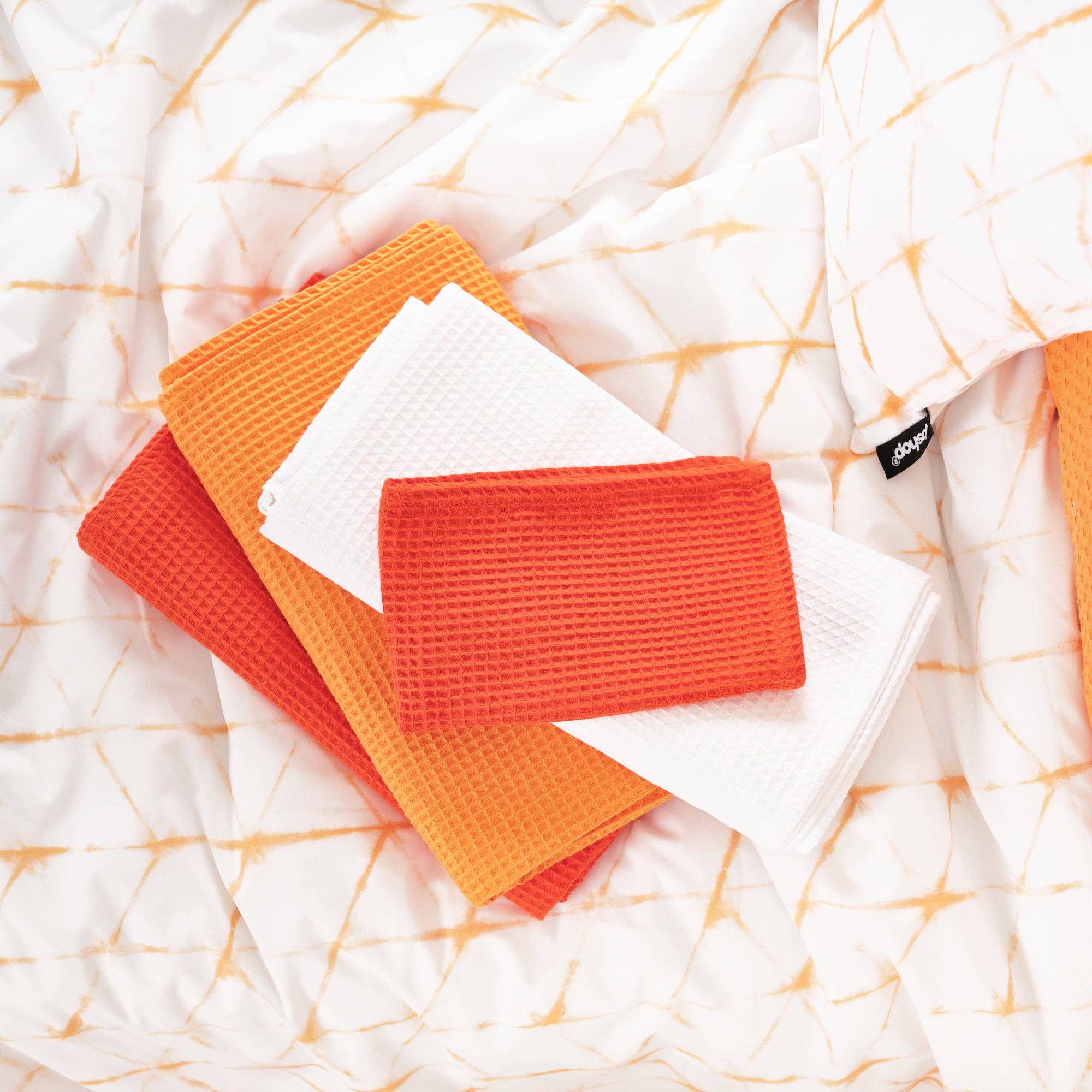 SG HOGAR - Vendita all'ingrosso Asciugamani da bagno - Asciugamano Waffle 100% cotone Arancione Scuro1