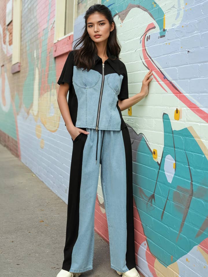 Colorblock Corset Zip Set for wholesale by KATE HEWKO