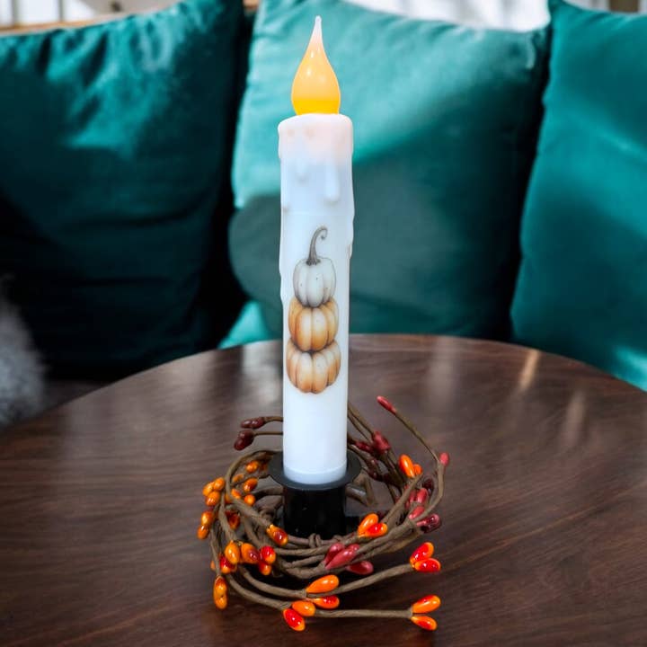 Small Town Dusk - Wholesale Flameless Candle - Pumpkin Stack Fall Battery Operated Timer Taper Candles
