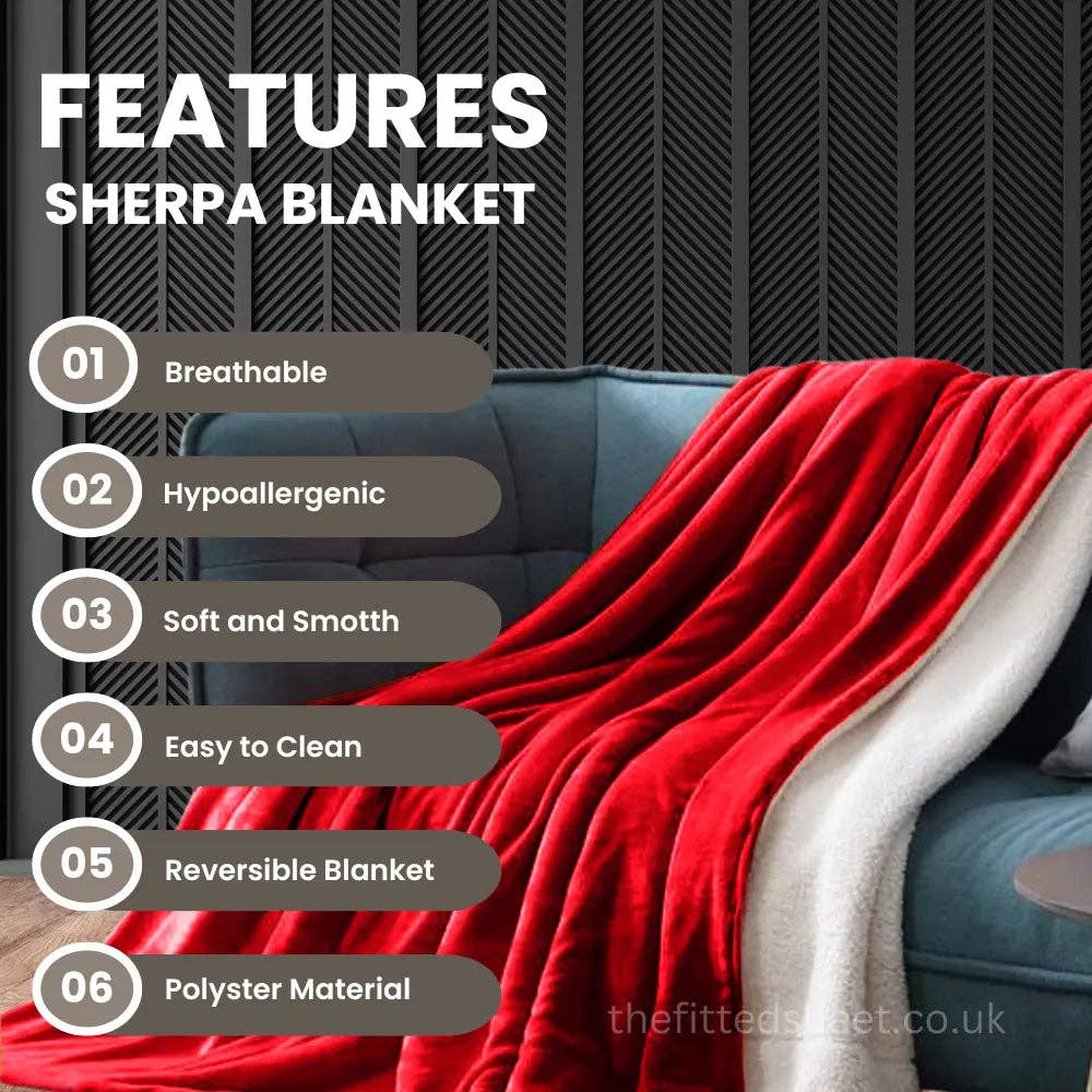 The Fitted Sheets – wholesale Throw blanket – Red Sherpa Fleece throw – Soft Fleece Meets Plush Sherpa4