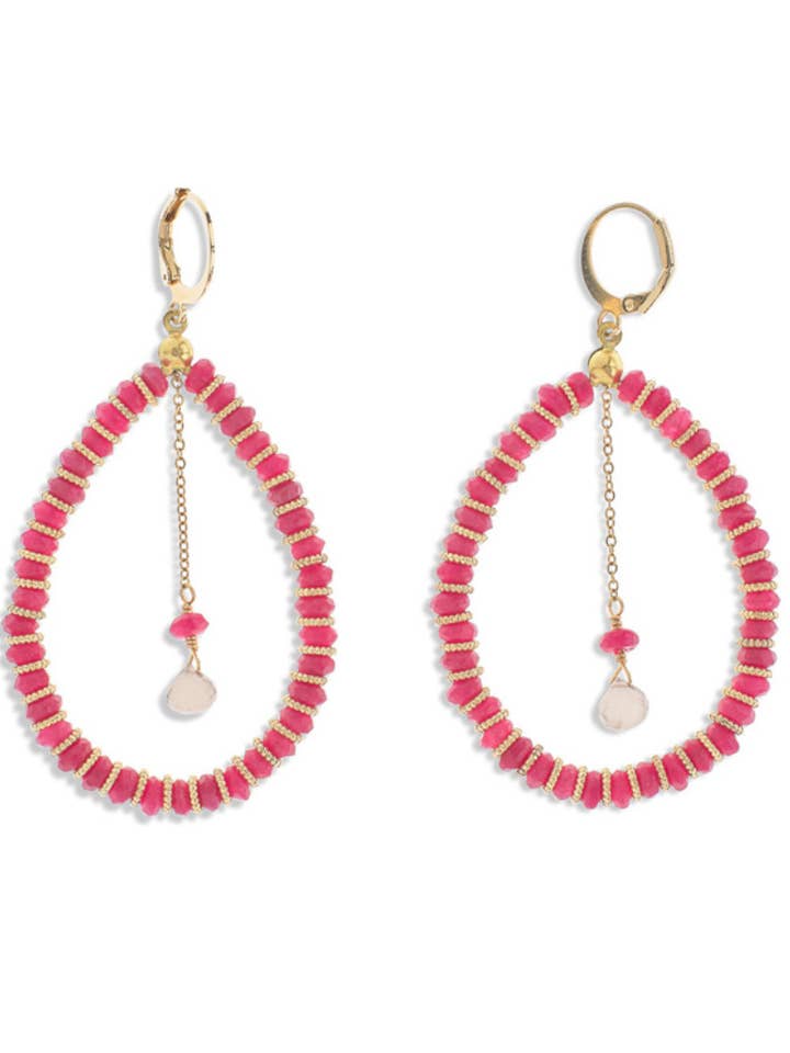 Alba drop fuchsia earrings for wholesale by Lola SRL