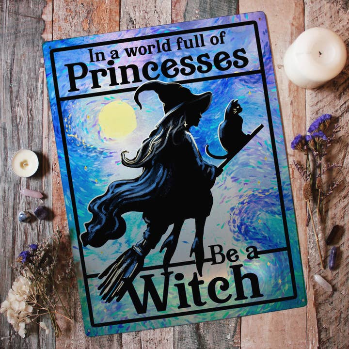 Witch tin sign for wholesale by Hexbomb ltd