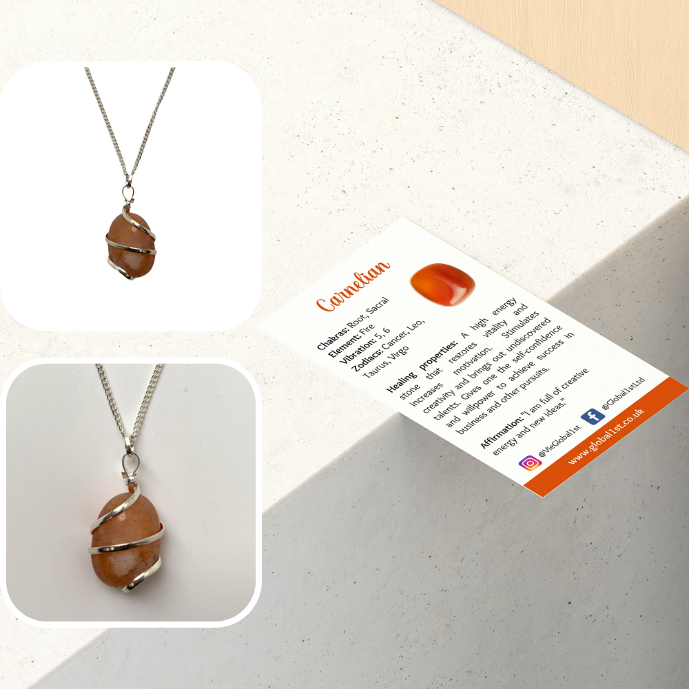 VIE - Wholesale Pendant/Charm Necklace - Tumbled Stone Wire Wrap Pendant, 2-3cm26