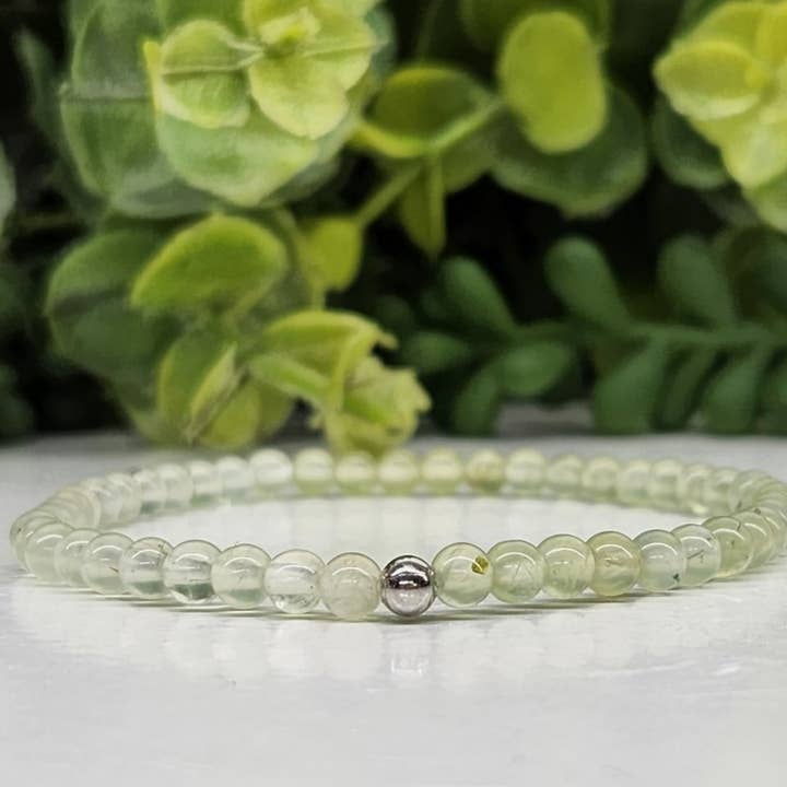 Prehnite Stretchable Bracelet 4MM Beads - 7.5 Inches Long for wholesale by Meraki Gemstones