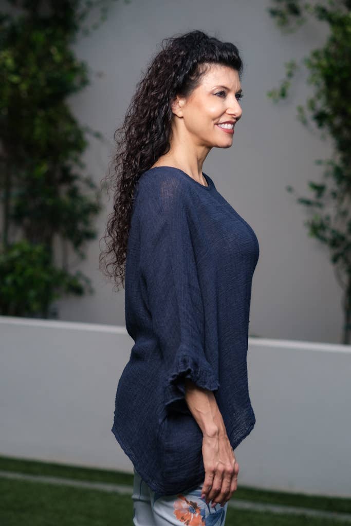 TINA Stephens Italy/Tees By Tina - Wholesale Blouse - Women's - Samara Ruffle Loose Gauze Top (BQ118)7