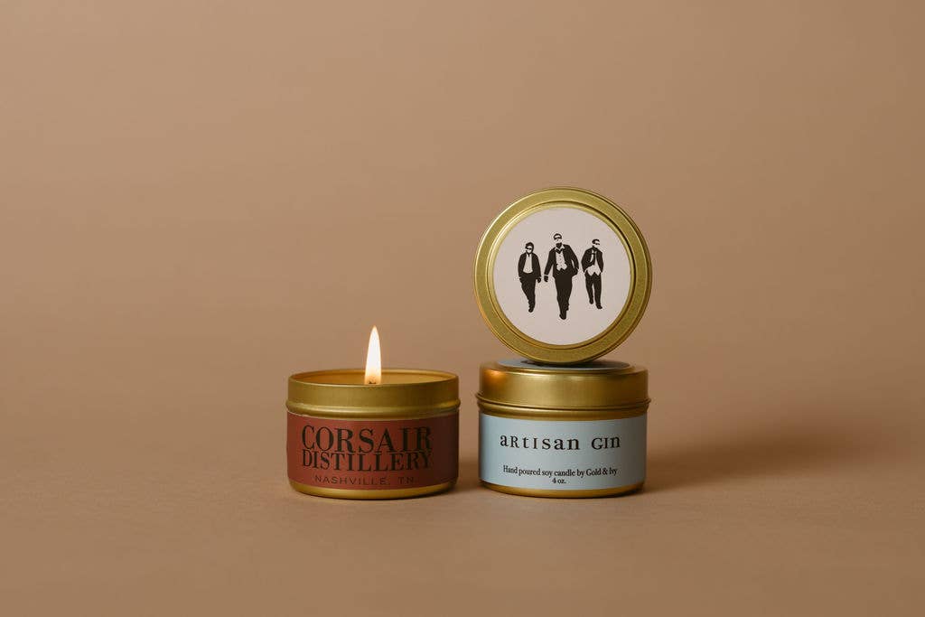 gold + ivy - Vendita all'ingrosso Candele da viaggio - candele di soia in latta dorata con etichetta personalizzata - 3,5 oz.4