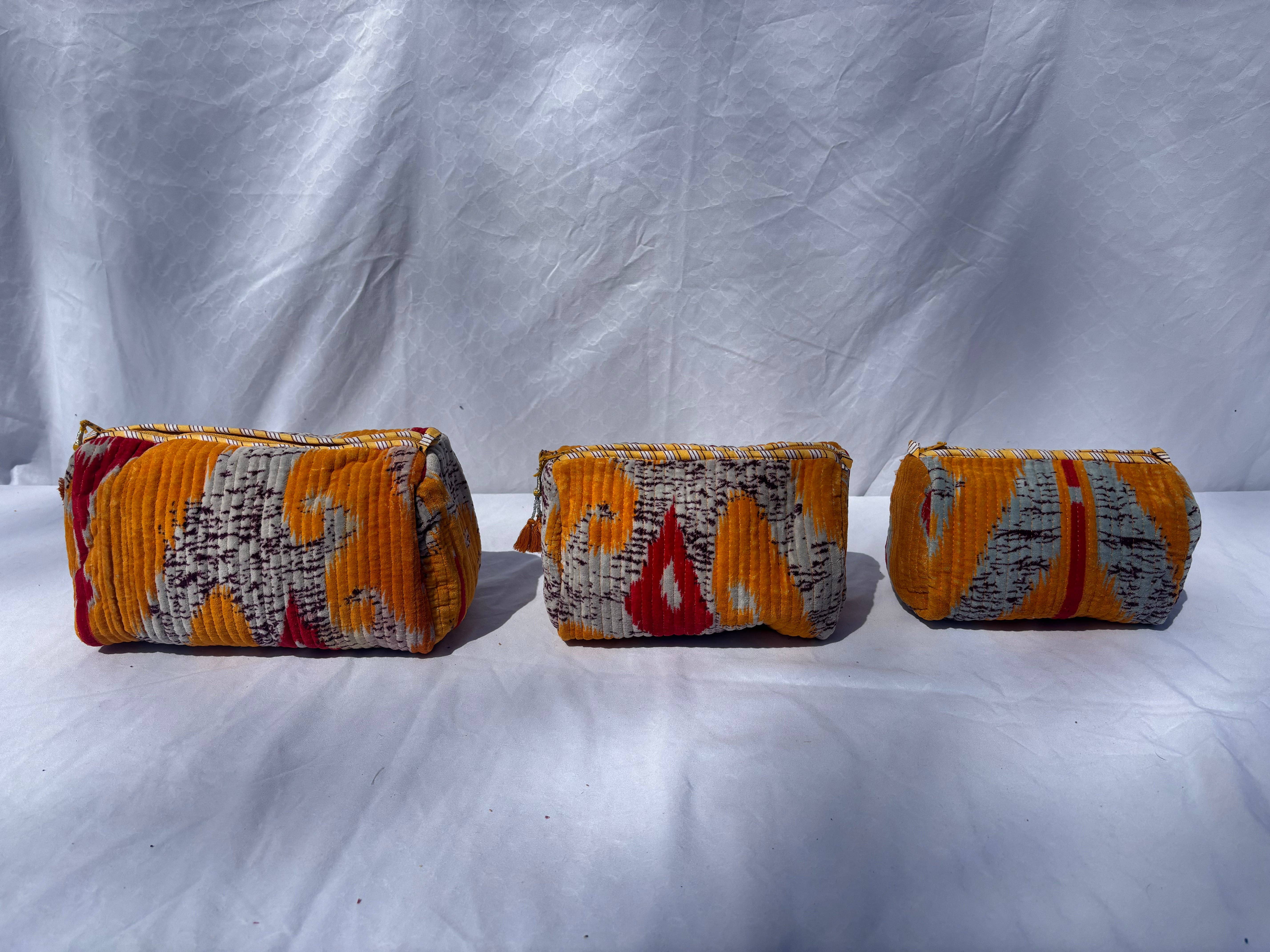 Tibet Handicrafts LLC - Wholesale Travel Set - Orange Vibes Velvet 3 Piece Travel Set12