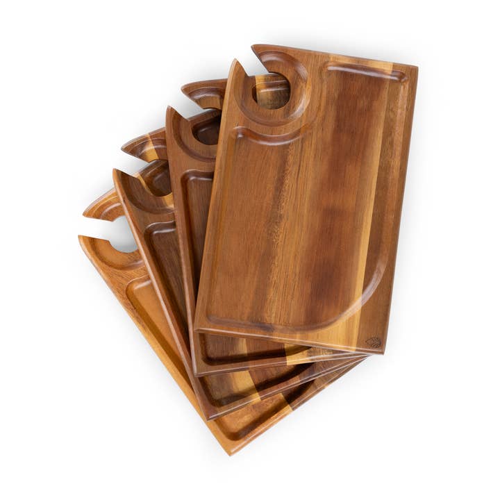 Picnic Time Family of Brands - Vente Plateaux de service - Assiettes à Apéritif Rectangulaires en Bois d'Acacia0