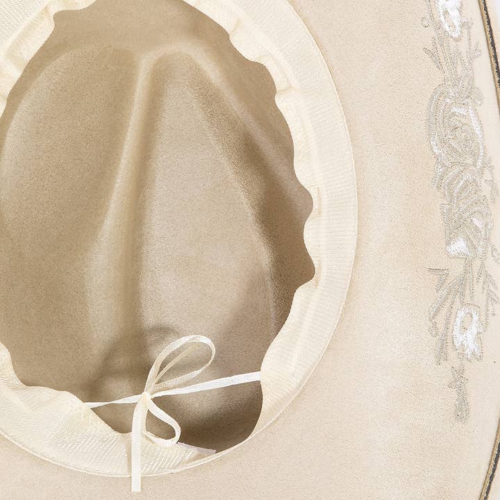 Collections by Fame Accessories – wholesale Fedora – Women’s – Rose Embroidered Braided Band Fedora Cowboy Hat4