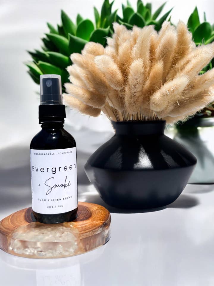 Evergreen + Smoke - Multi-Use Room & Linen Spray | Non-Toxic for wholesale by momMY TIME candle co.