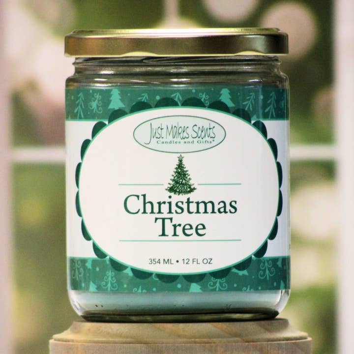 Christmas Tree Scented Candle (12 oz) for wholesale by Just Makes Scents Candles and Gifts LLC