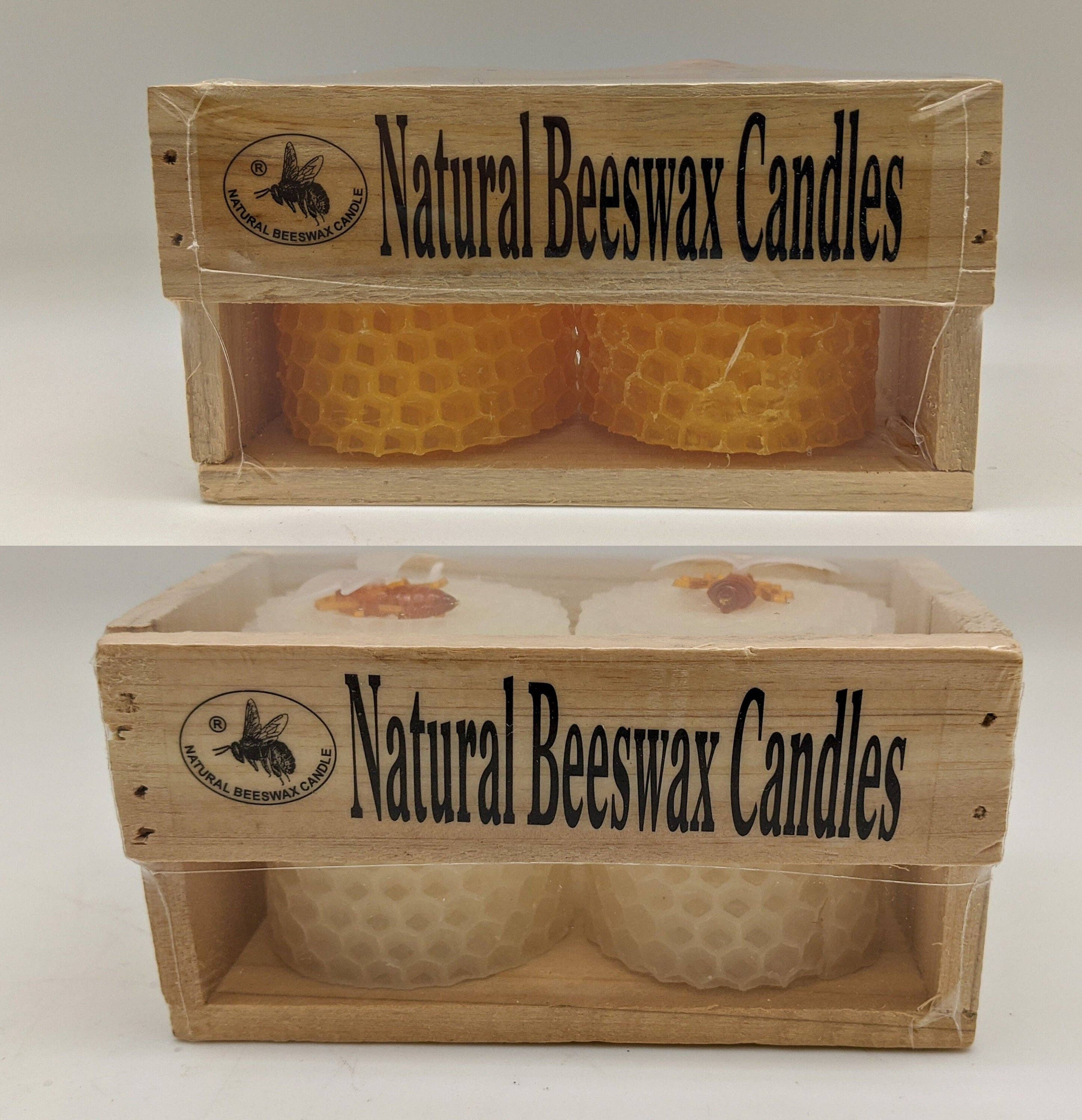 Green Pastures Wholesale - Vendita all'ingrosso Candele regalo - Cera d'api naturale - Piccole colonne 4''x 2.5'' in Bianco/Giallo