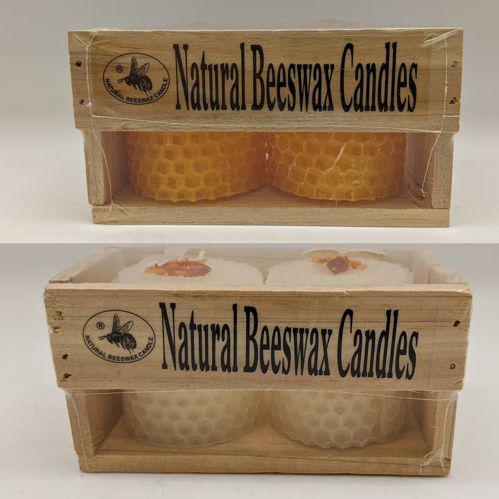 Green Pastures Wholesale - Vendita all'ingrosso Candele regalo - Cera d'api naturale - Piccole colonne 4''x 2.5'' in Bianco/Giallo0