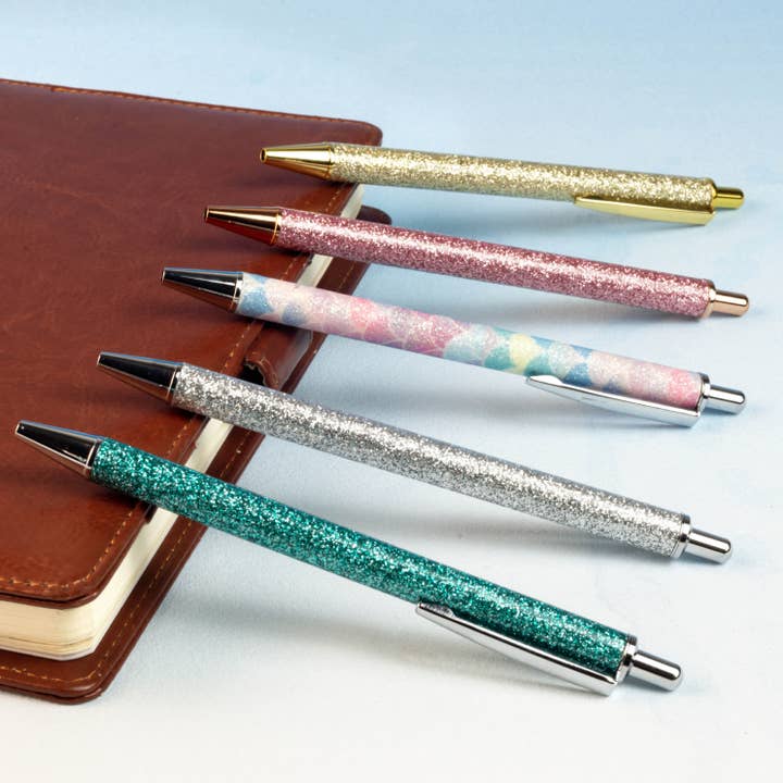 OUTSIDE THE BOX, LLC - Wholesale Pen - Posh Pens Pack of 50 - Silver Rose Aqua Gold Mermaid