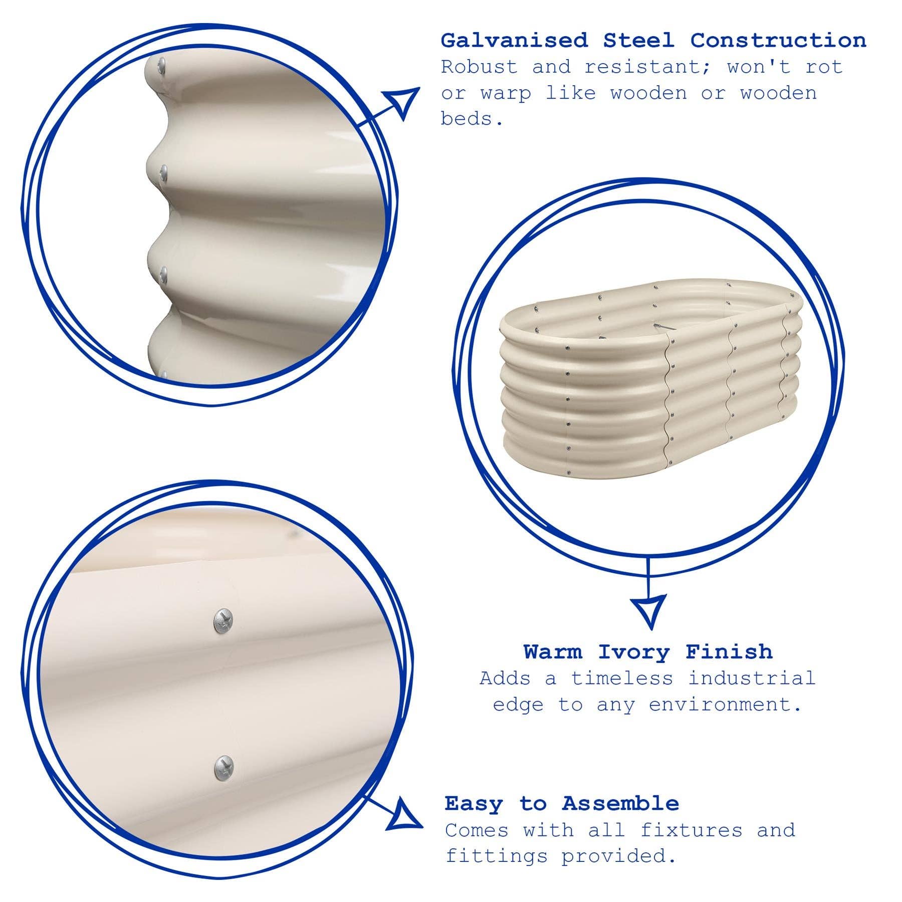 Rinkit Ltd – Engroshandel Plantekasse – Ovalt højbed i galvaniseret stål - 120 cm x 60 cm x 45 cm fra Harbour Housewares14