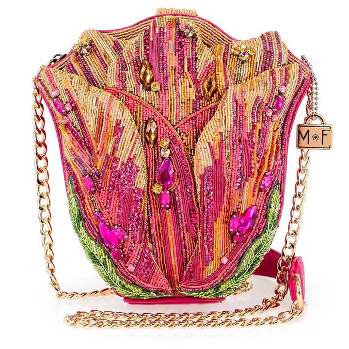 Mary Frances Accessories - Wholesale Shoulder Bag - Women's - Treasured Tulip Beaded Flower Crossbody Shoulder Handbag