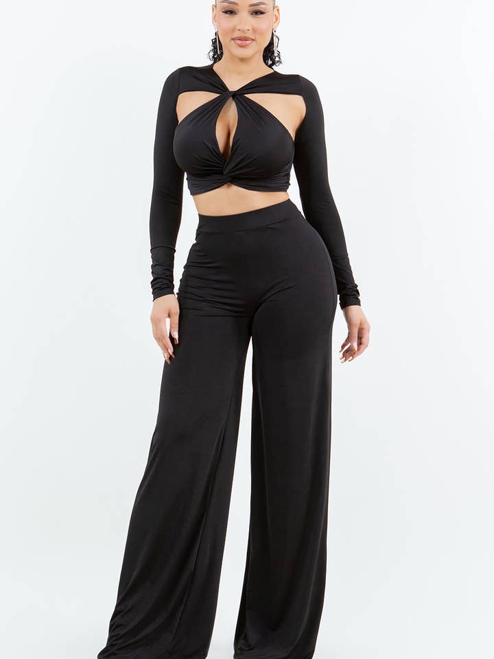 CROP TOP W PANTS SET for wholesale by Belita Collection