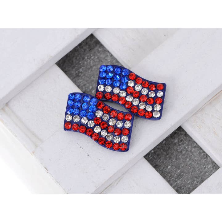 AK Brand – wholesale Stud/post earrings – Patriotic USA American Flag Red White And Blue Stud Earrings