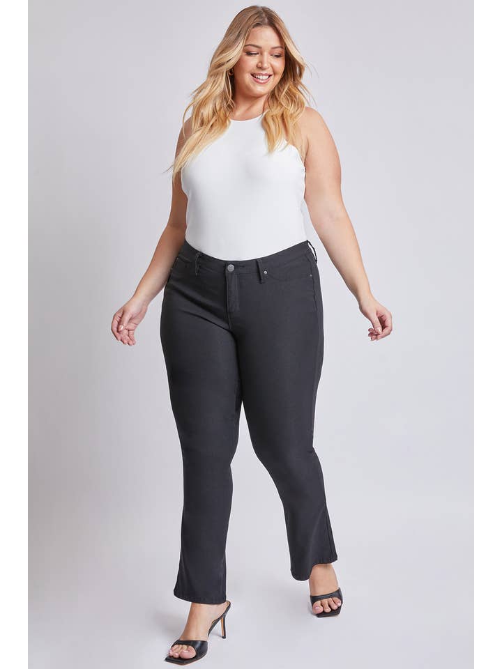 Black Missy Plus Hyperstretch Mid Rise Mini Bootcut Pant for wholesale on Faire